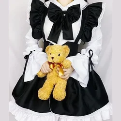 Kobiety Pokojówka Strój Lolita Cosplay Śliczny Seksowny Erotyczny Kawaii Cafe Kostium Czarny Biały Mężczyźni Uniform Fartuch Sukienka Śliczna Kokarda Mucama