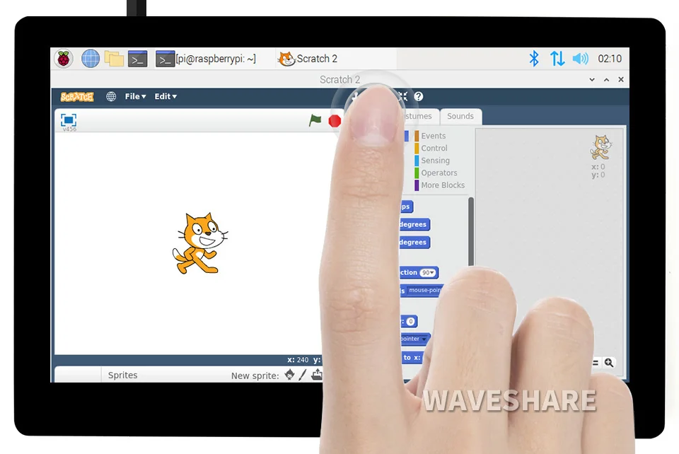 Waveshare 5inch Capacitive Touch AMOLED Display,960*544, Fully Laminated Toughened Glass Cover,Display for Raspberry Pi 5/4B/3B