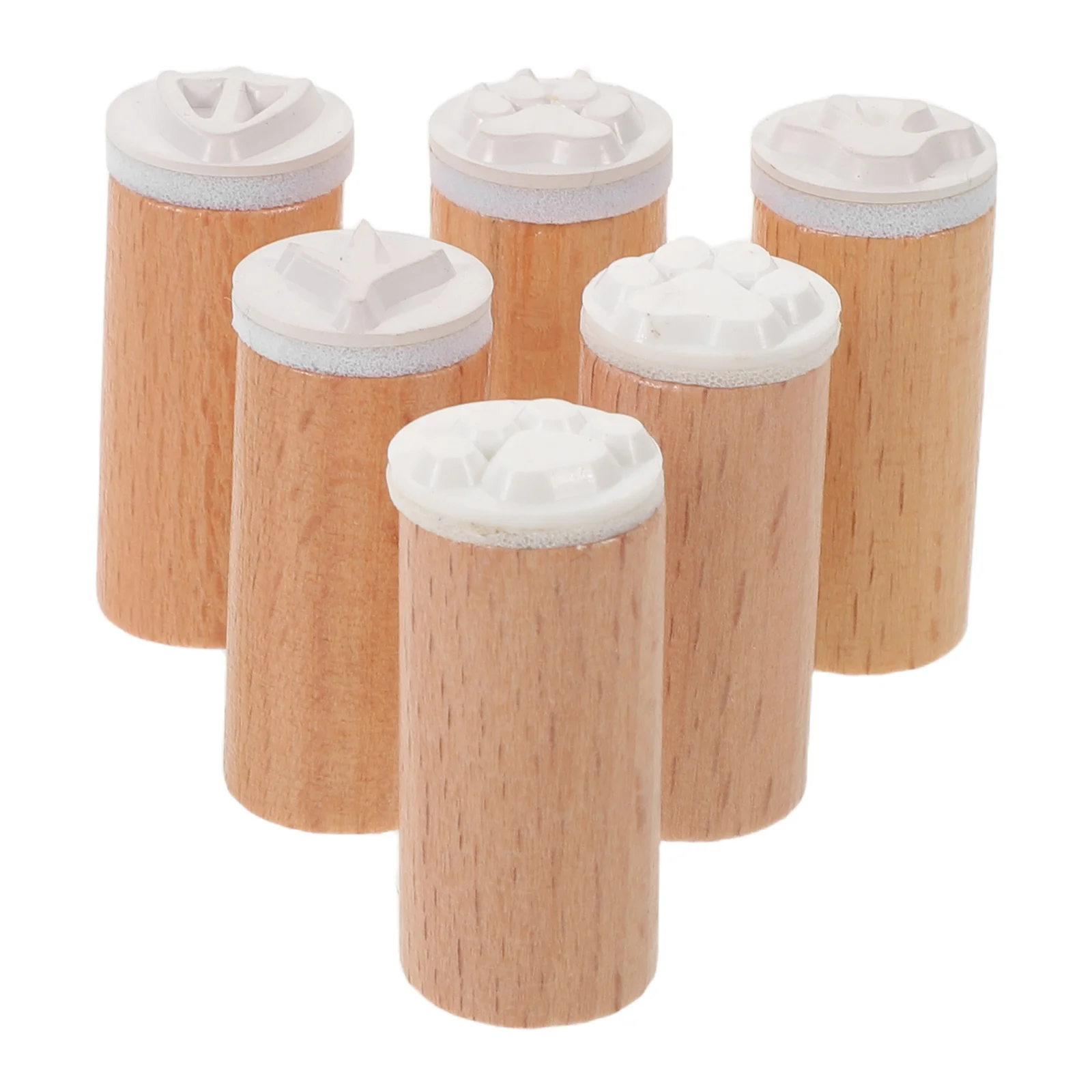 6-delige dierenvoetafdruk houten rubberen stempels mini-set voor journaling scrapbooking wildlife crafting decoratieve stempelgereedschappen