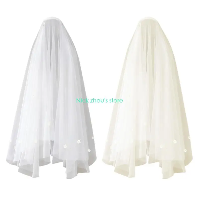 E15E إكسسوارات حجاب الزفاف الجذابة، غطاء رأس شبكي ناعم مع تفاصيل لؤلؤية لطيفة