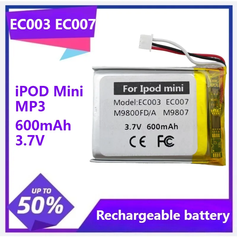 

EC003 EC007 Battery For iPod Mini M9804 M9801 M9802 M9806 W065 M9807 A1051 M9805 4GB MP3/4 1st 2nd Gen 3.7V 600mAh