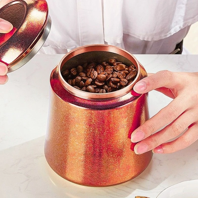 Large-capacity pure titanium tea cans, sealed cans, boutique high-end light luxury home office, large fresh-keeping
