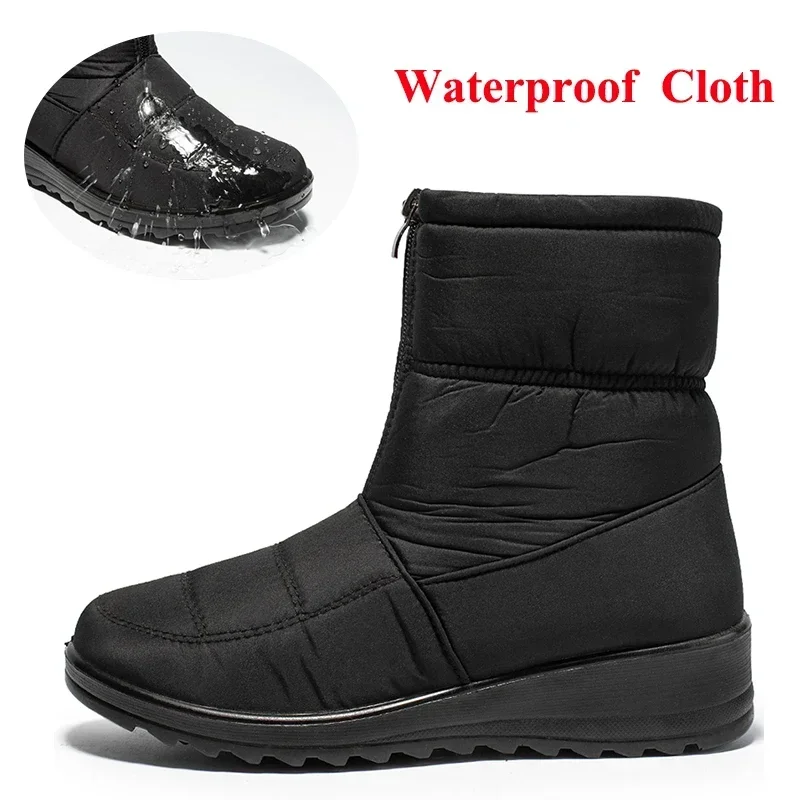 Women Snow Boots Winter Waterproof Shoes for Women Plus Size Thick Short Plush Ankle Boots Woman Wedges Warm Cotton Padded Shoes