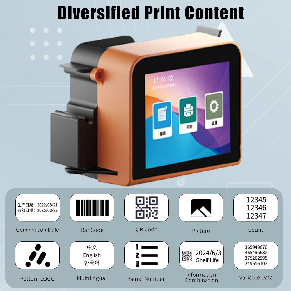 Continuous High Speed 60m/Min HD 600dpi Portable12.7mm Digital TIJ CIJ Inkjet Printers for Bottles Cans Industrial Packaging