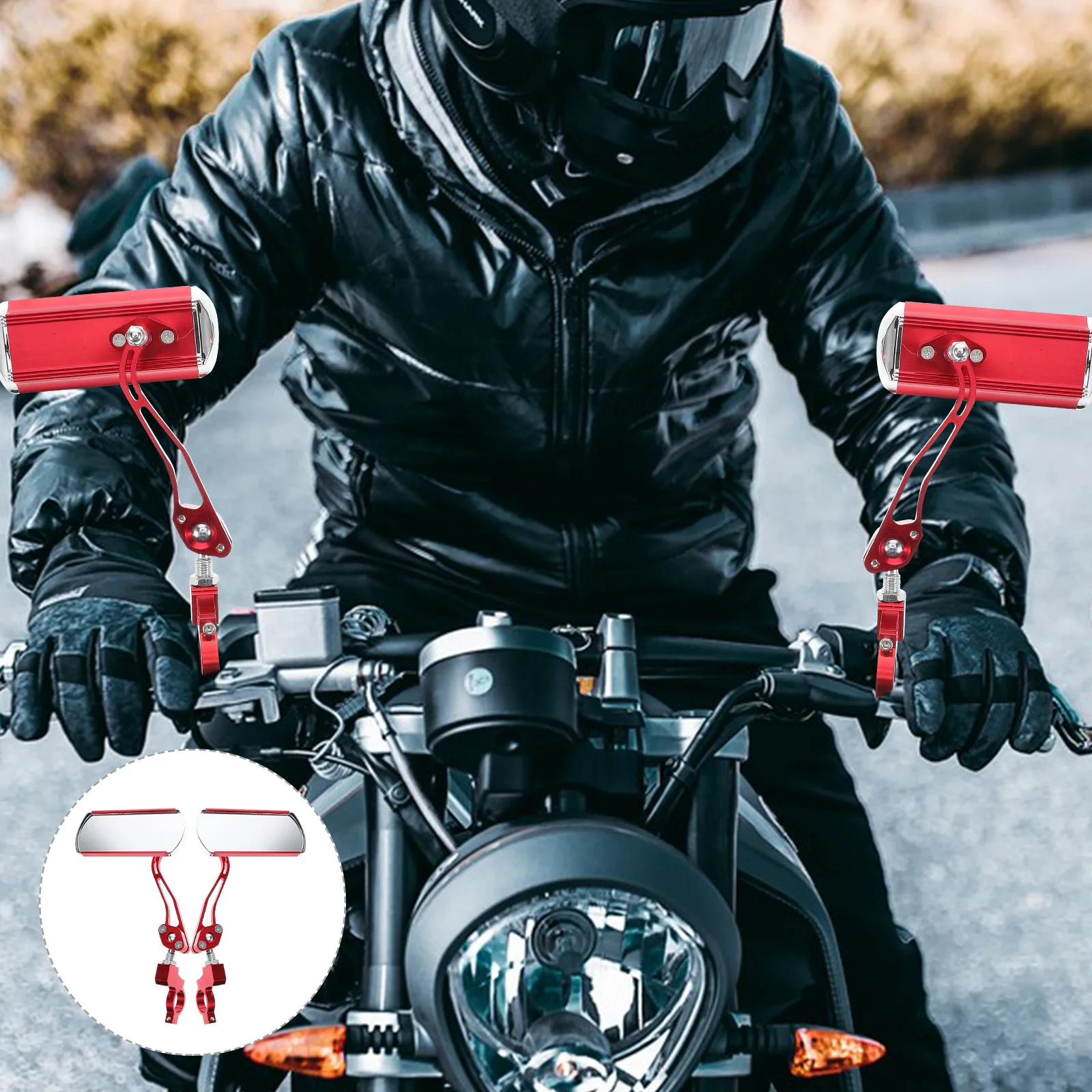 

Electric Bike Rearview Mirror Aluminum Alloy Handlebar Clamp Adjustable Large Wide View Safety Mirror for Motorcycles Scooters