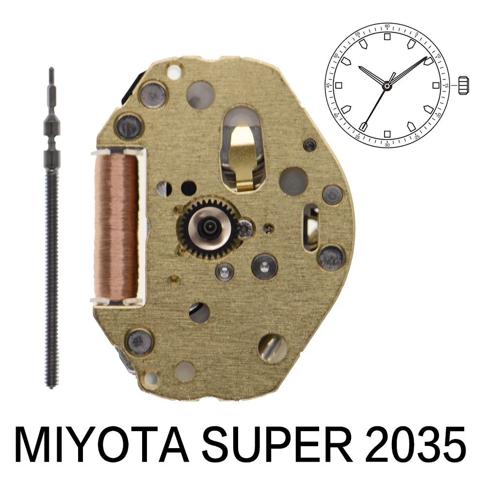 Miyota Super 2035 Quartz Movement GOLDEN Japan 2035 Three-Hand Watch Stable Performance Durable Metal Gears  Accessories Repair