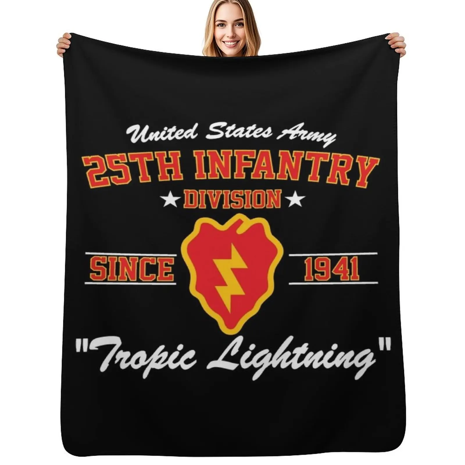 25th Infantry Division Throw Blanket Machine Washable Soft Warm Blanket