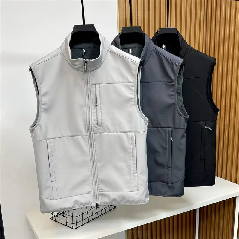 

Мужской уличный жилет из софтшелла с клетчатой текстурой, 3D-эффектом, ветрозащитный, водонепроницаемый, теплый, с воротником-стойкой, для молодежи, повседневная одежда