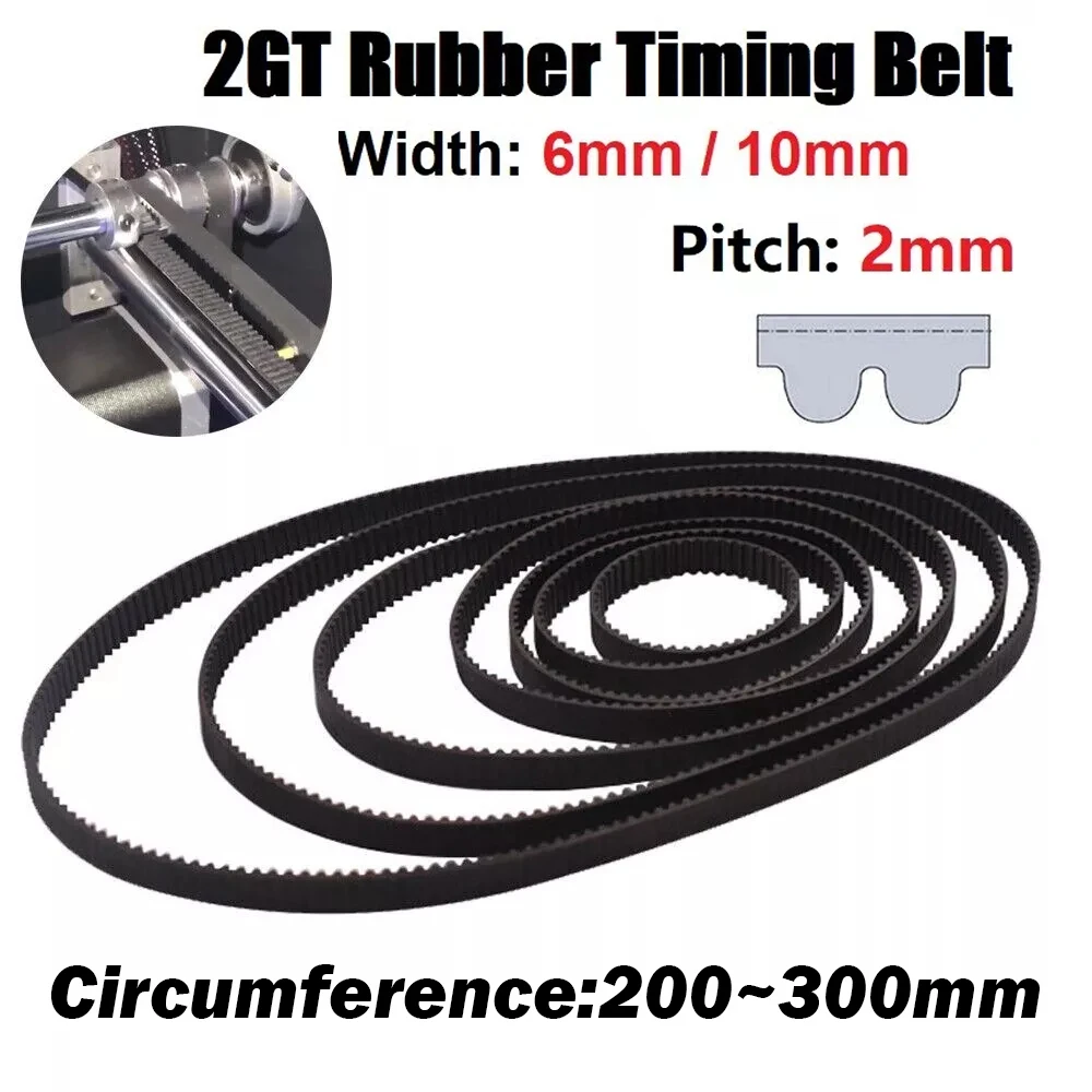 GT2 Timing Belt 2GT Length 198mm-300mm Closed Loop Rubber Belt Width 6mm 10mm 15mm 2M Synchronous Belt for 3D Printer