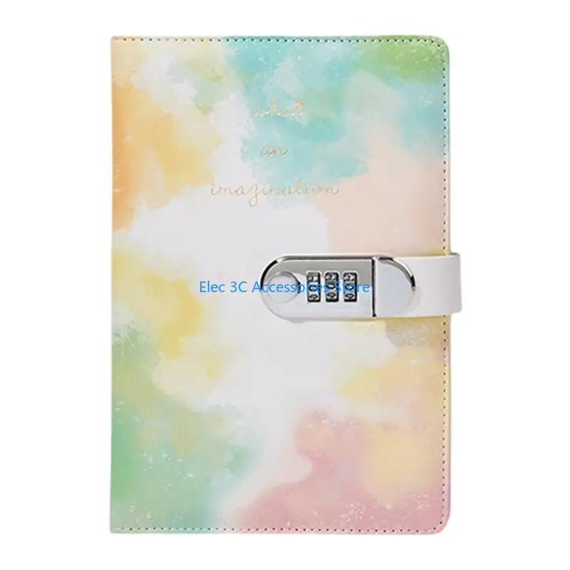 Y51A Leather Journal Hardcover Notebook Planner with Combination Lock Password Diary Lined for Women Journaling 145x215mm