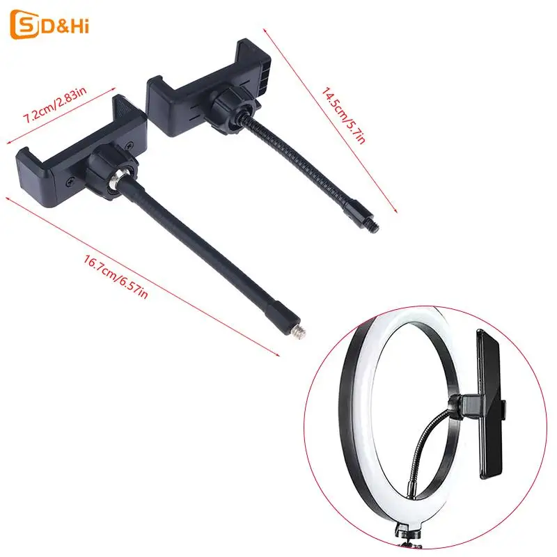 Flexible Hose Phone Clip Holder For Smartphone Stand Live Broadcast Selfie Ring Lamp Phone Clamp Bracket