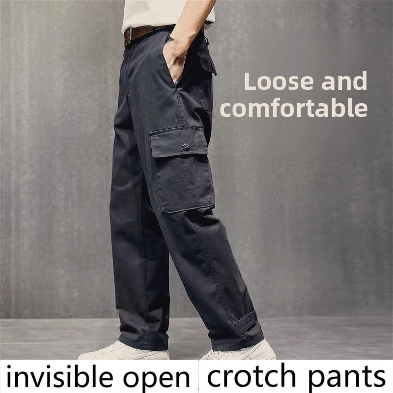 

Invisible Crotch Pants New Wear-resistant and Dirt-resistant Work Clothing Men's, Outdoor, Full-open Convenient Vintage