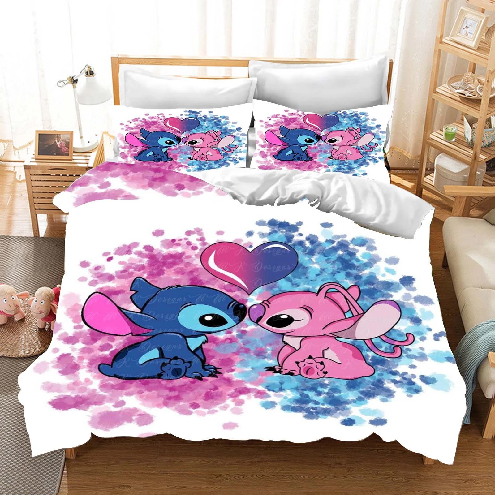 

Stitch Duvet Cover Anime Cartoon Children Set Comforter Queen Twin Size Grade A Printed Bedding Quilt Cover