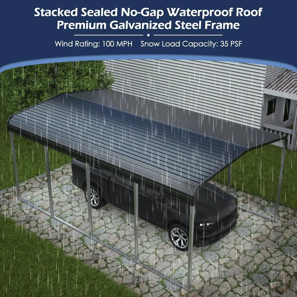 12x20 FT Metal Carport, Heavy Duty Carport Canopy with Galvanized Steel Frame and Roof, Outdoor Storage Shed, Car Tent Garage S