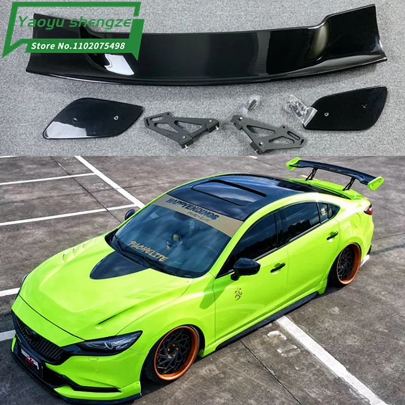 For Mazda 6 Spoiler 2014-2018 Mazda 3 ATENZA Sport spoiler ABS Material Car Rear Wing Primer Color GT racing style