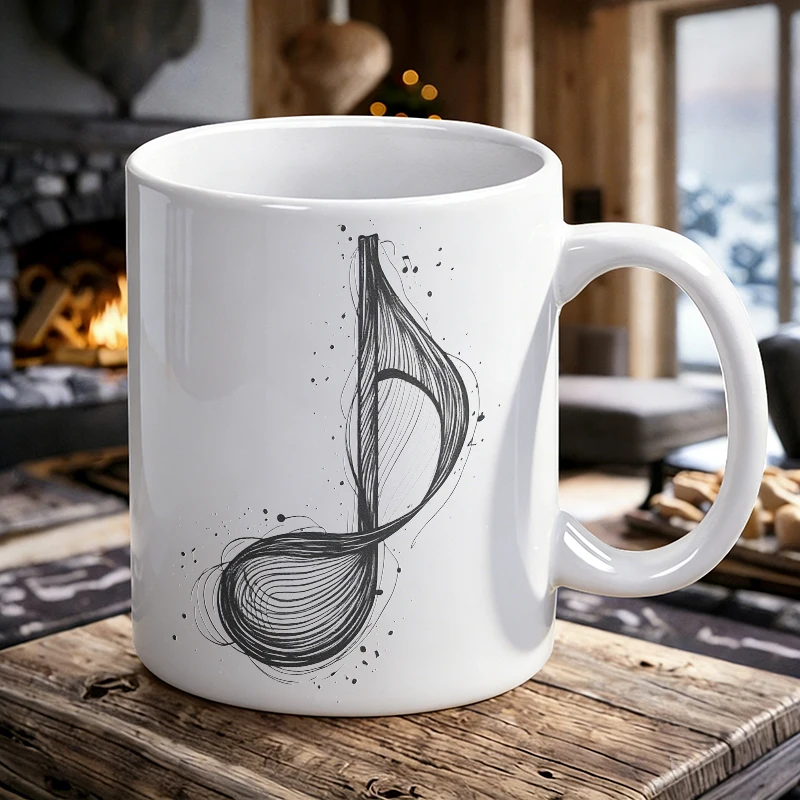 

Music Themed Coffee Mug Minimalist Abstract Music Note Ceramic Tea Cup, Milk Cup, Office Cup, Drinking Cup, Gift for Friends