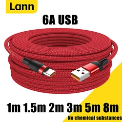 USB Typ C Extended 5 Meter USB C 6A Super-Ladekabel, geeignet für Huawei, Xiaomi, Vivo, OnePlus und Leeco Telefon-Datenkabel