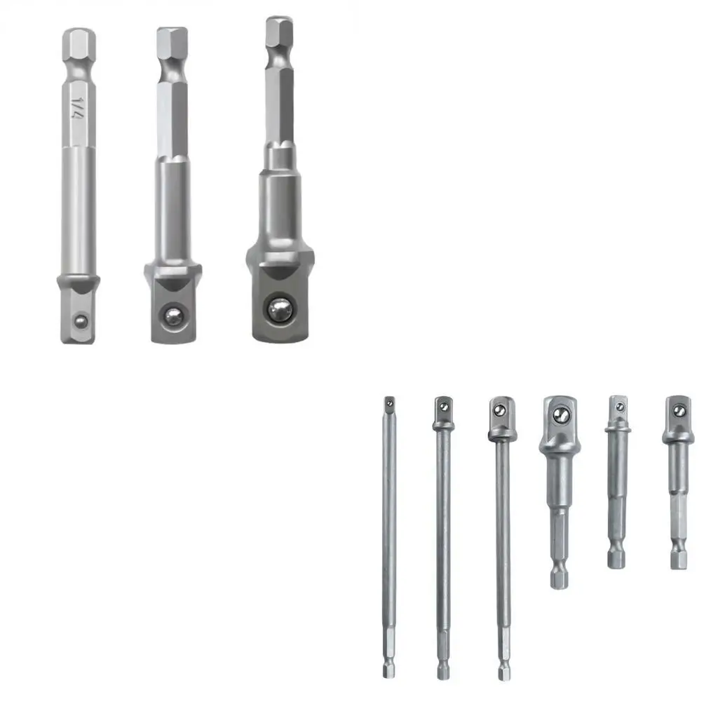 

652F 6pcs Крученое рукав питания питания адаптер бит с битом шестнадцатеричной буровой гайки Shank 1/4 3/8 Удлинитель шатуна