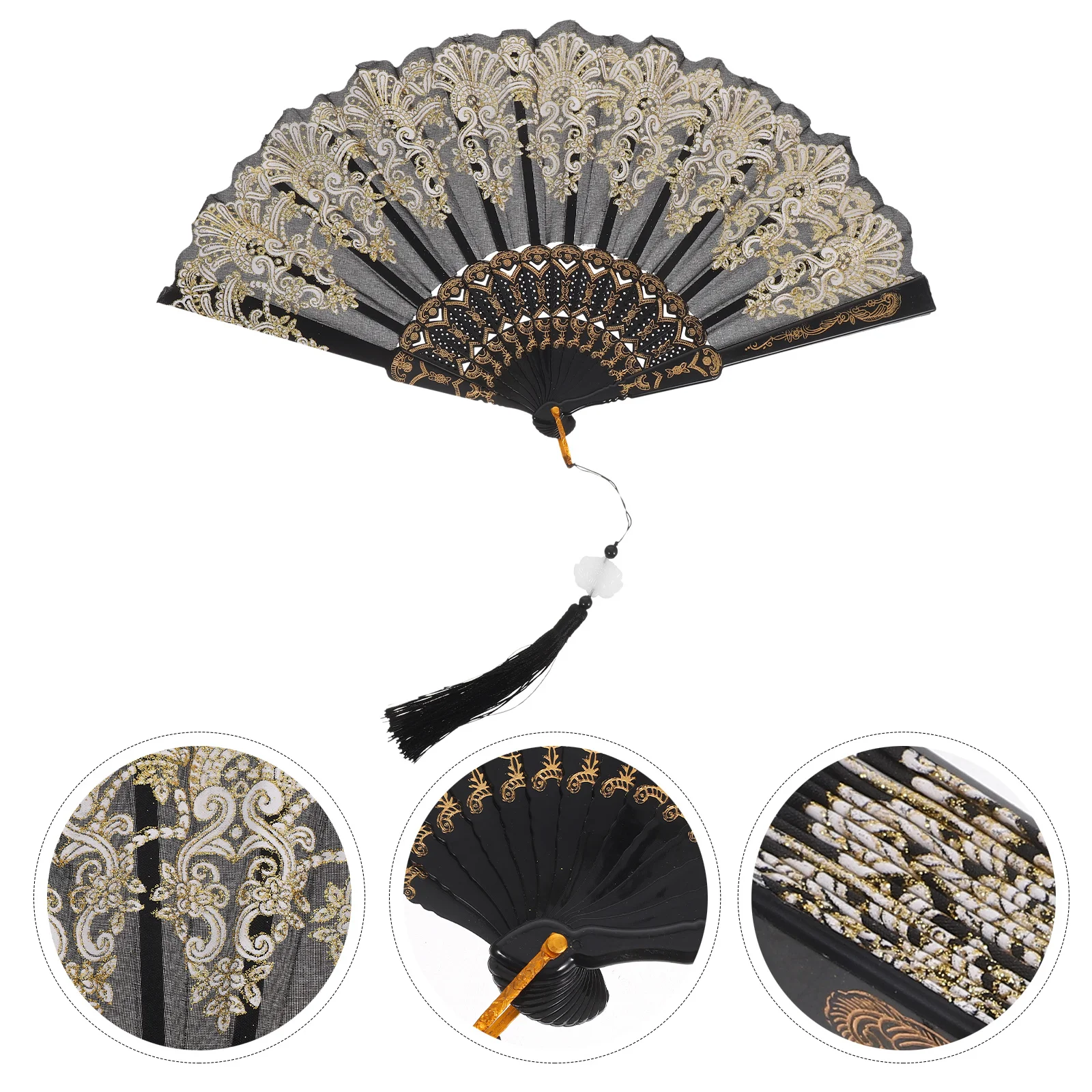 

4Pcs Chinese Fan Elegant Handheld Foldable Set Lightweight Tassel Design for Weddings Dancing Festivals Party Favors