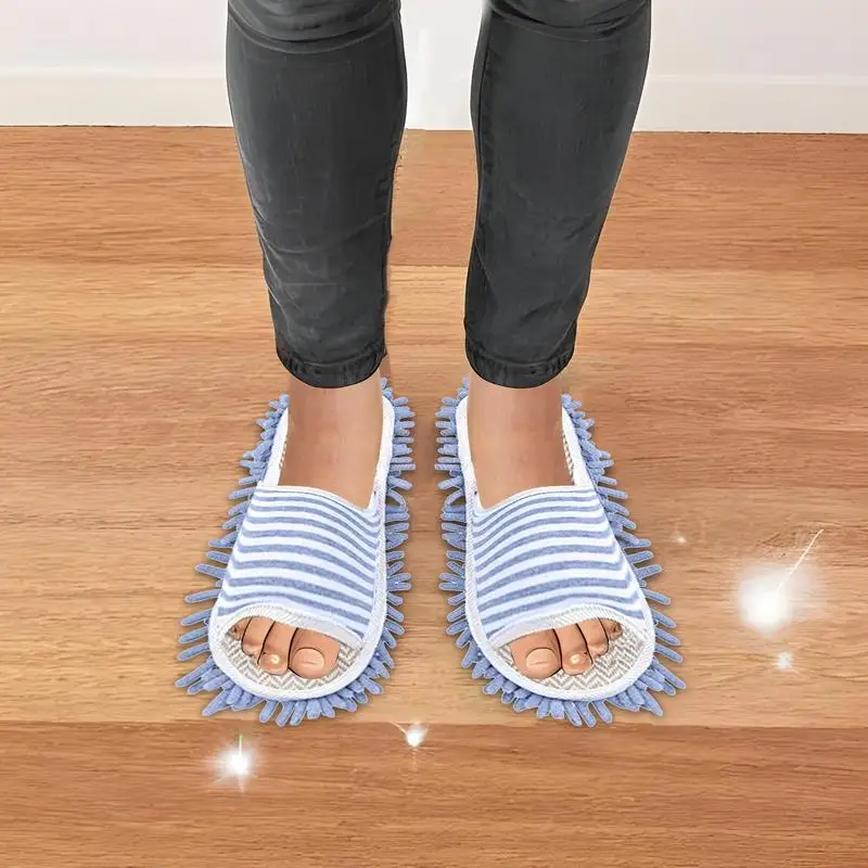 1Pair Mop Slippers Shoes Cover Reusable Dust Mops For Women Washable Mop Socks For Foot Floor Dust Dirt Hair Cleaner For Kitchen