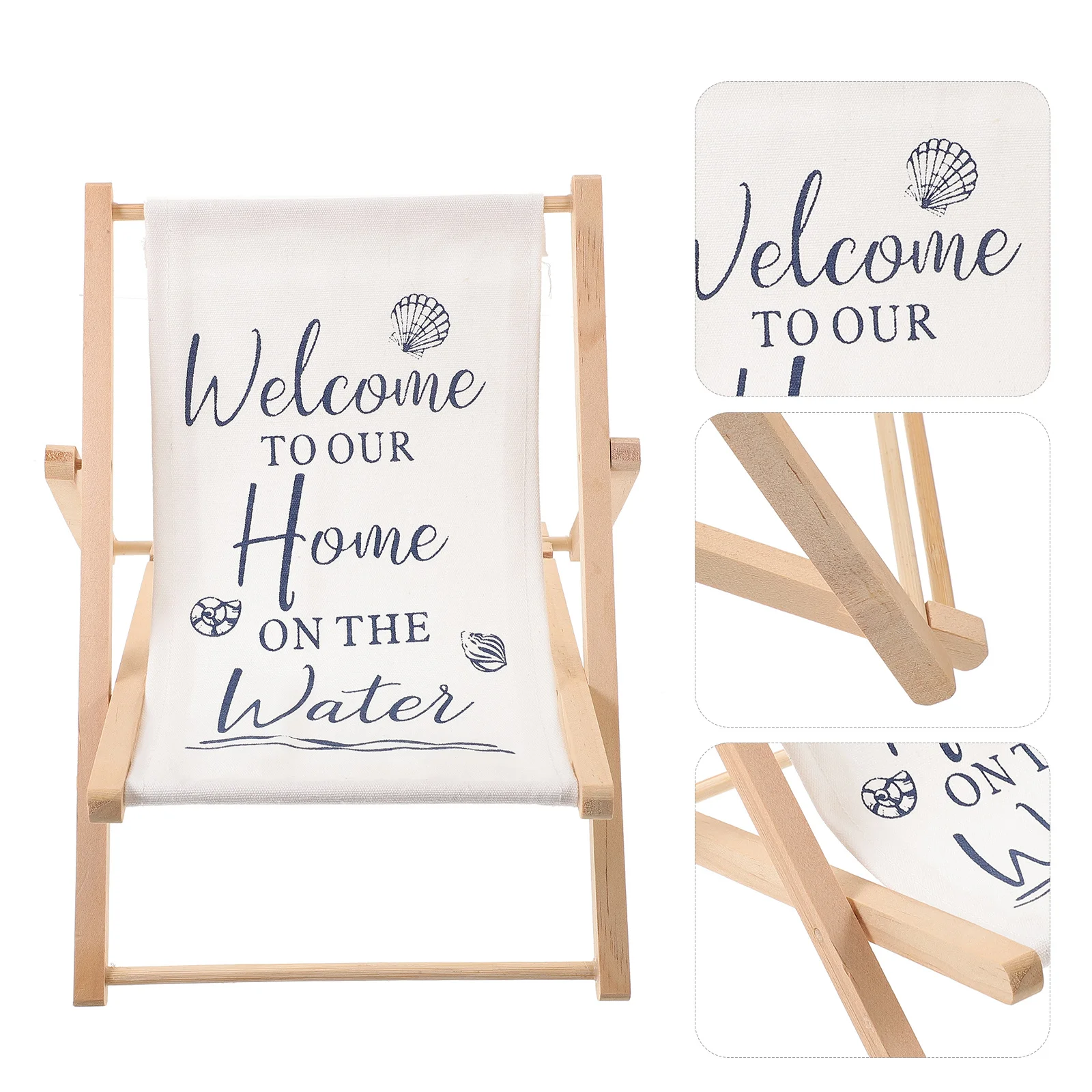 

Sturdy Wooden Beach Chair Decor Fashionable Striped Design for Home Living Room Office Tabletop Decoration Wooden Beach Chair