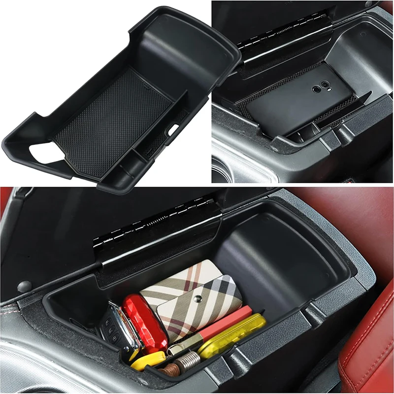 

Car Armrest Box Storage Center Console Organizer Tray Box Fit For Dodge Challenger 2015 2016 2017 2018 2019 2020 2021 2022 2023