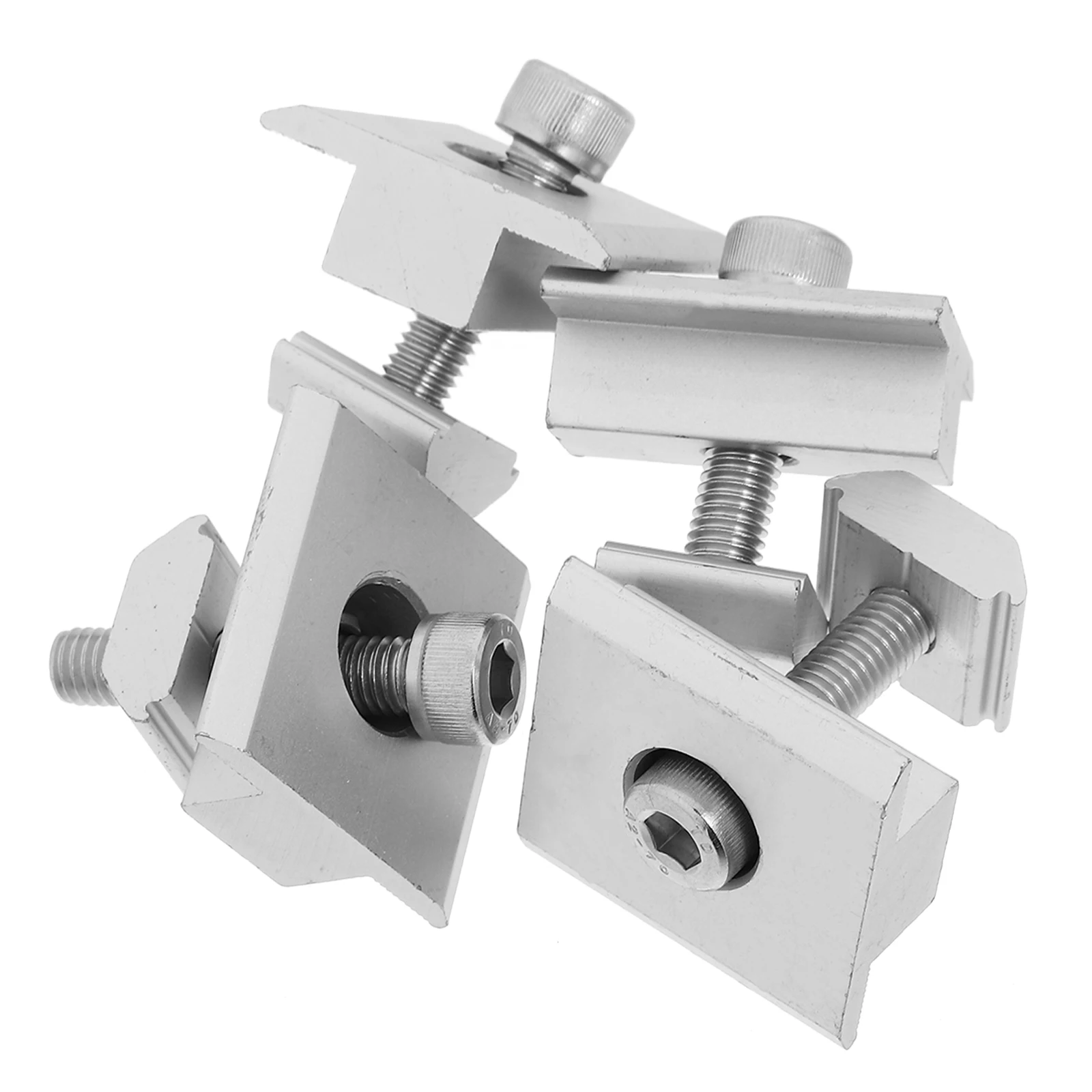 

4Pcs Aluminum Alloy Solar Panel Mid Clamps Durable Complete Set Hex Socket Cap Bolts Spring Washer for Solar Installation