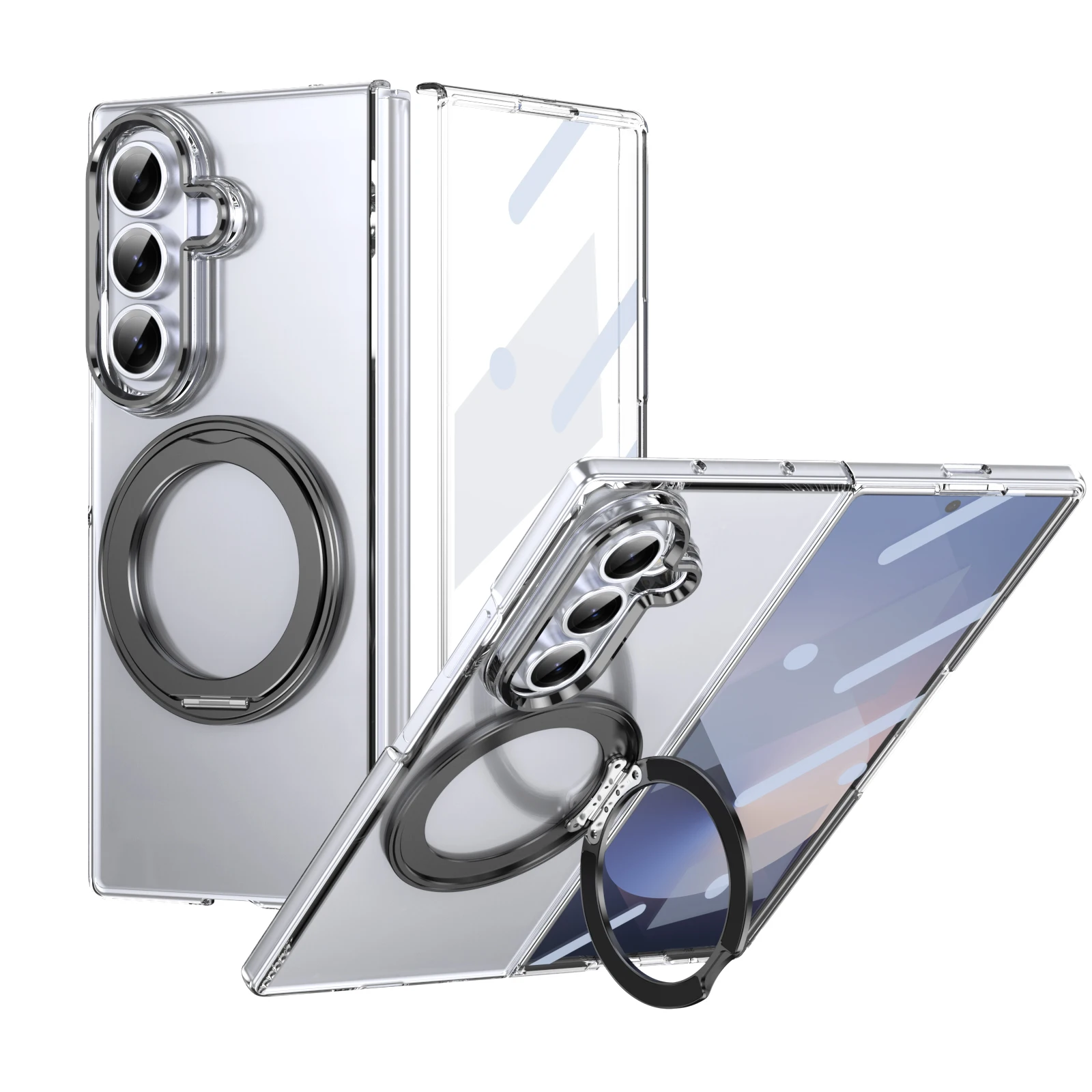 360 Rotating Magnetic Kickstand Case with Built-in Screen Protector for Samsung Galaxy Z Fold 8 7 6 5 4 3 Shockproof Stand Cover