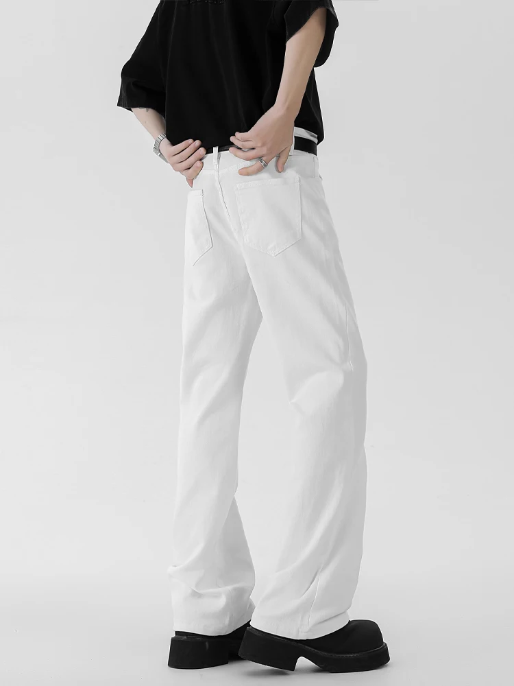 Witte Cleanfit Bell Bot Jeans Amerikaanse High Street Vibe afslankbroek met rechte pijpen, wijde pijpen, middentaille