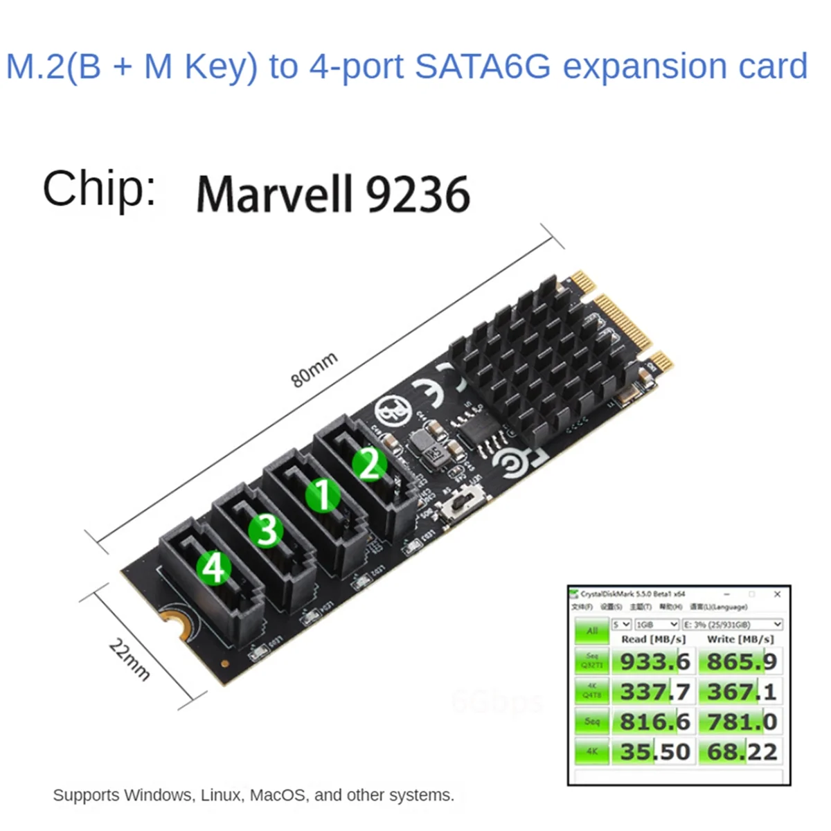 M.2 Hard Disk Array Card Four Ports Support RAID 0/1/10Sata3 Disk Ssd Array Card UEFI BIOS Adapter Card