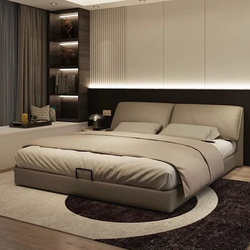 이탈리아 풀 사이즈 더블 침대, 심플하고 럭셔리한 대형 퀸 프레임, 더블 침대 헤드보드, 모던 카마 결혼, 북유럽 가구