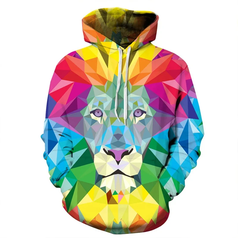 

Fashion Punk Lion Graphic Sweatshirts Fashion Goth Animal Hoodies For Men Clothes Casual Streetwear Ropa Hombre Pullovers Hoody