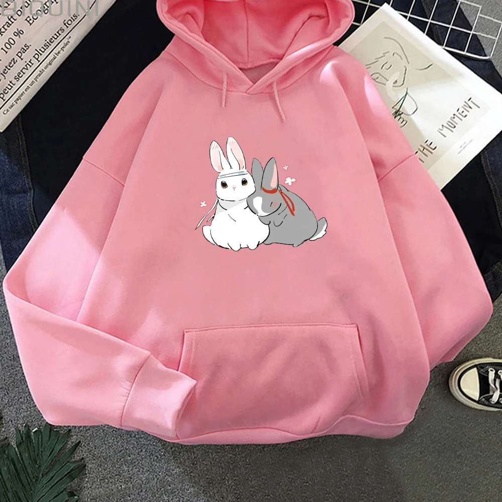 Kawaii Anime Hoodie Women Mo Dao Zu Shi The Untamed Wei Wuxian Lan Wangji Rabbit Printed Hooded Couple Sweatshirts Harajuku