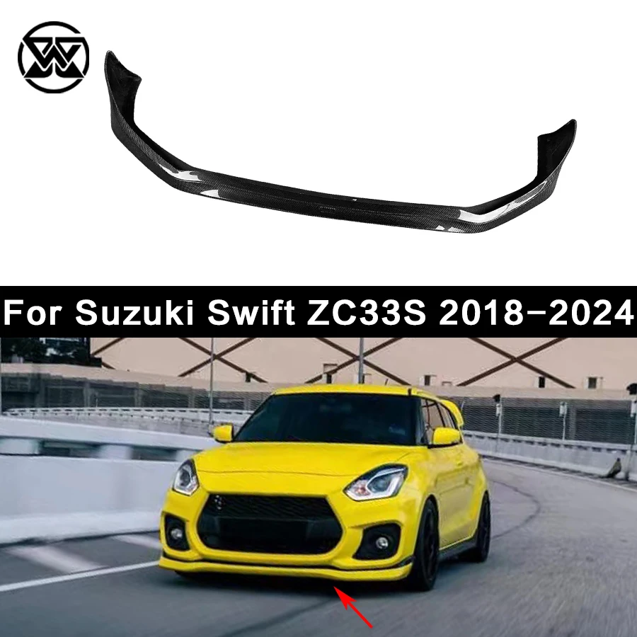 For Suzuki Swift Sport ZC33S 2018-2024 Carbon Fiber Front Bumper Lip Diffuser Splitter Spoiler Body Kit Car Accessories