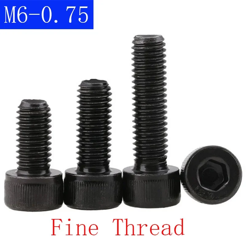 M6 - 0.75 ( 6mm ) FINE Thread Socket Head Caps Screws 12.9 Alloy Steel Black Oxide DIN 912 ISO 4762