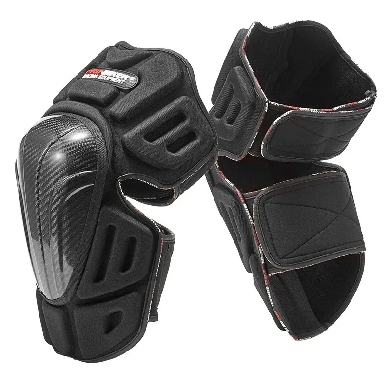 Premium Carbon Fiber Knee & Elbow Protective Pads Adjustable Summer Anti-Collision Armor for Motorcycle Riders Protection riding view 6