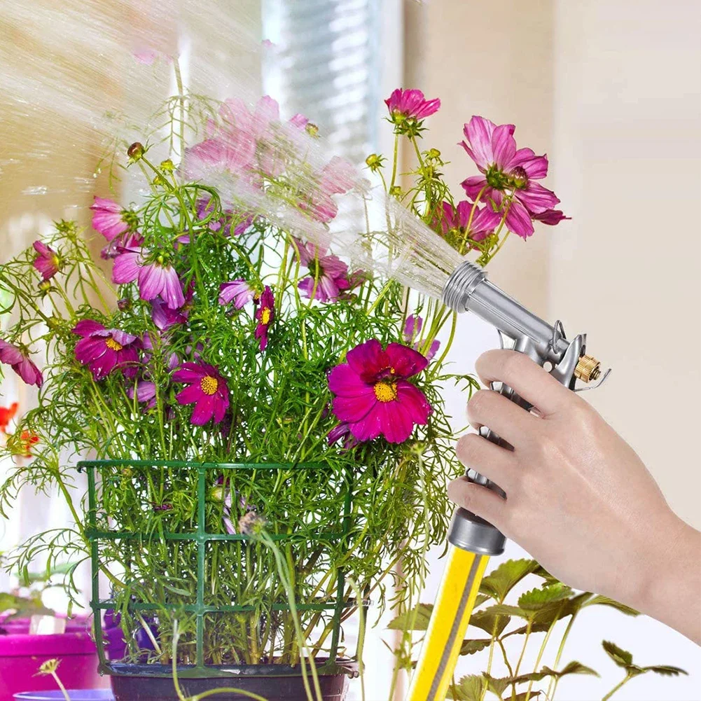 Adjustable Hose Nozzle With Threaded Front Multifunction Pistol Grip Sprayer For Watering Plants Car Washing And Pet Showering
