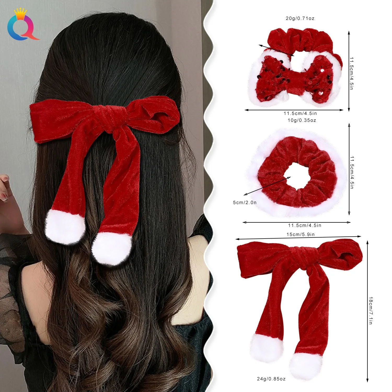 Christmas Bow Hair Rope Red Winter Plush Hair Tie Large Cute Ponytail Holder Headwear Christmas Scrunchies Christmas Gifts