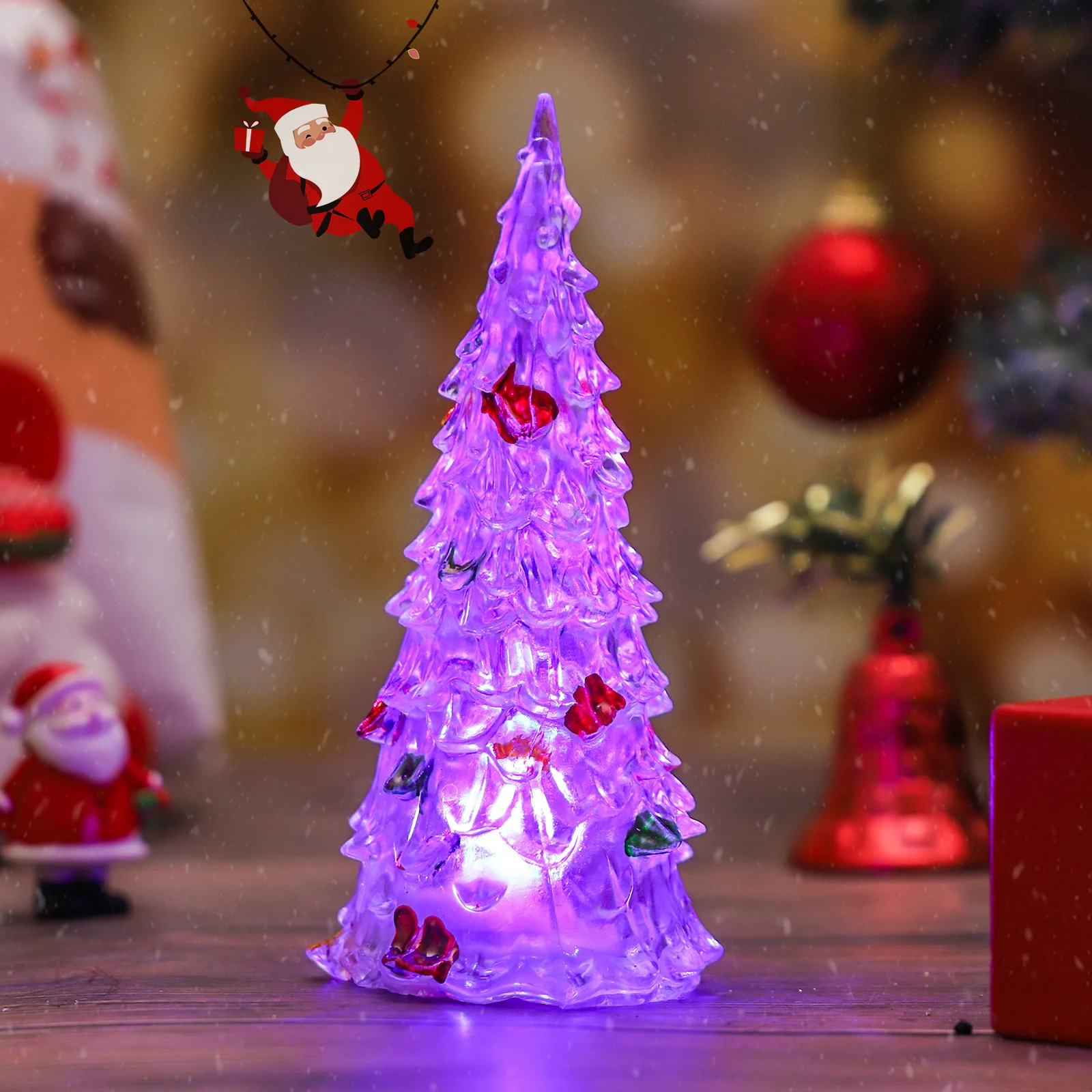 

4Pcs Miniature LED Christmas Trees Colorful Acrylic Xmas Table Decorative Light 12cm Small Xmas Tree Home Decor Christmas Party