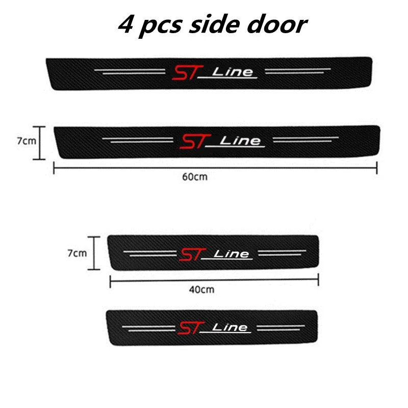 السيارات عتبة الباب ألياف الكربون سيارة ملصق حامي قطاع مقاوم للماء طبقة حماية لفورد ST خط STLINE Mk3 Mk4 التركيز موستانج