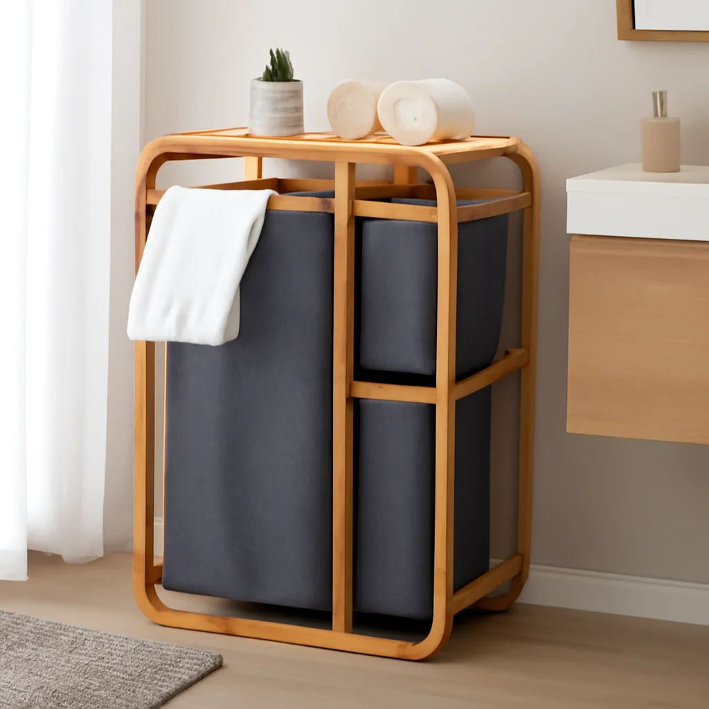 

Складные бамбуковые корзины для хранения в скандинавском стиле, органайзер для хлопка и льна, полка, корзина для белья, корзина для домашней одежды, сортировочная корзина