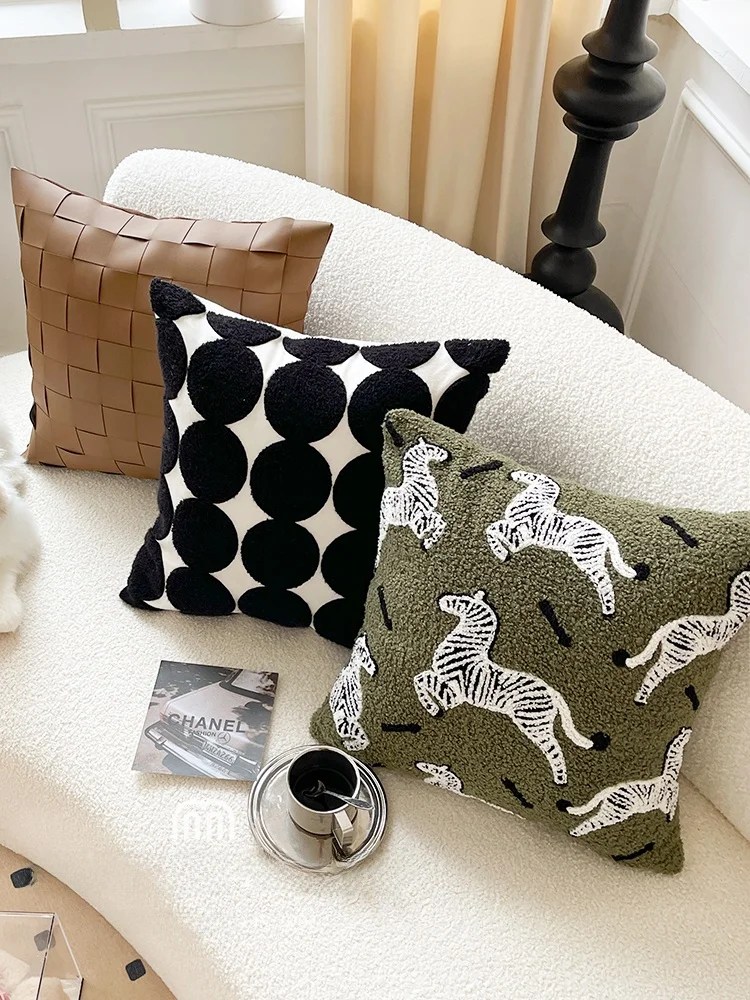 Vintage Green Zebra Luxury Pillowcase Leather Surface Home Decor Nordic Style Bedroom Sofa Bedhead Cushion Cover