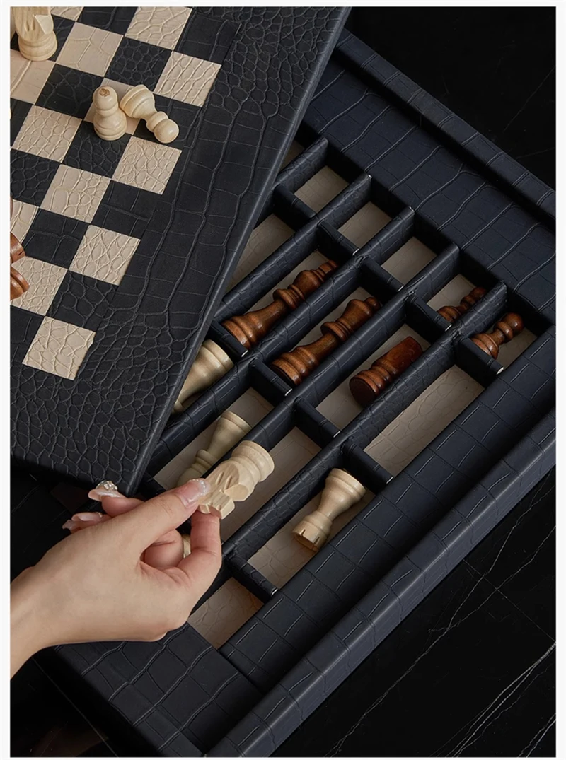 شطرنج جلد التمساح العليا، هدايا الأعمال، شطرنج خشبي، شطرنج درج الفارس الألماني، لعبة لوحة التخييم في الهواء الطلق، لعبة الشطرنج