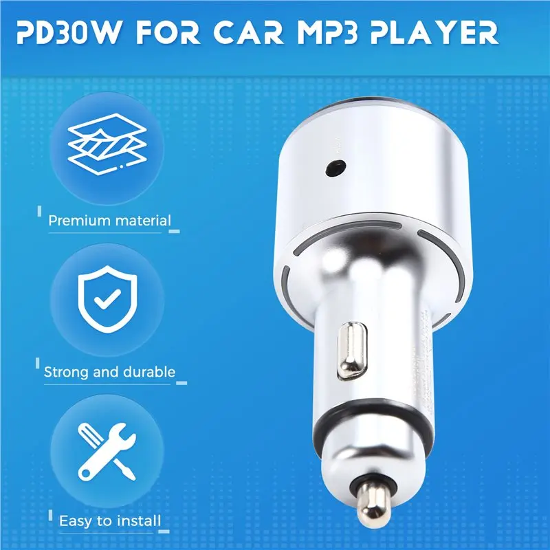 A55T RGB Light For Car MP3 Player PD30W Stereo FM Modulator Quick Charge QC3.0 AUX Player Bluetooth FM Transmitter