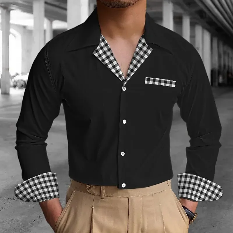 2025 Simple Classic Business Men's Shirt Casual Breathable Solid Color Long Sleeve Shirt Daily Street Fashion Wear Men's Top