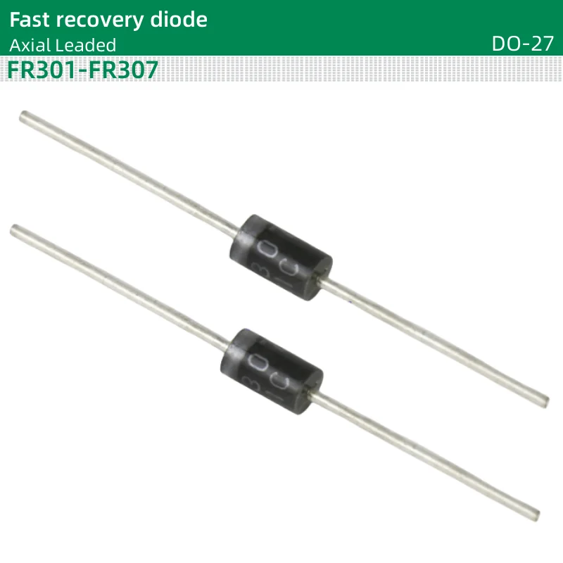 50pcs/lot Fast recovery diode DO-27 FR301 FR302 FR303 FR304 FR305 FR306 FR307 50/100/200/400/600/800/1000 Volts 3.0Ampere