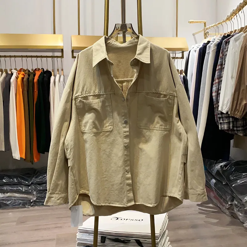 SuperAen Oversize Asymmetrical Pocket Safari Shirt Women's Loose 2026 Autumn New Korean-style Mid-length Sun Protection Tops