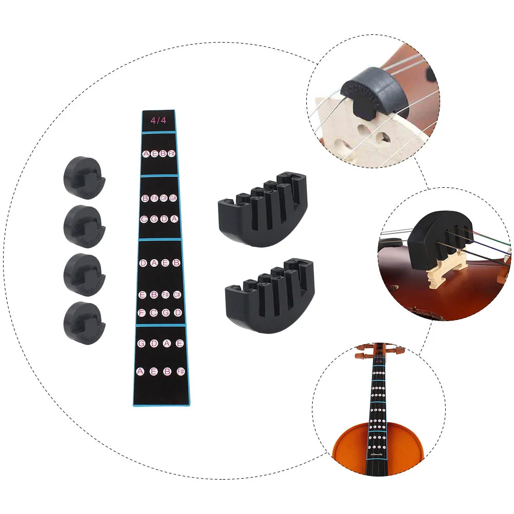

1Set Violin Accessories Fingerboard Sticker Violin Rubber Circular Mute Five Claw Mute Beginner Practice Set Fingerboard Sticker