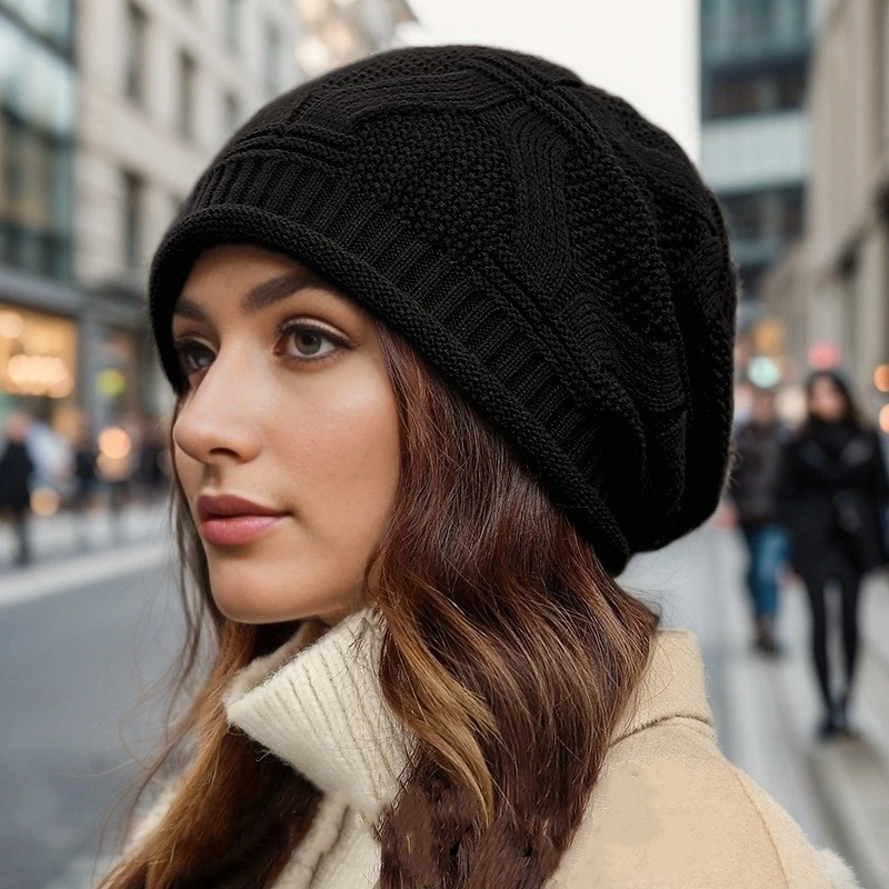 Autumn Loose Knitted Woolen Hat For Women'S Winter Thin Velvet Hat Casual Warm Ear Protection Curled Hats Mom Wholesale