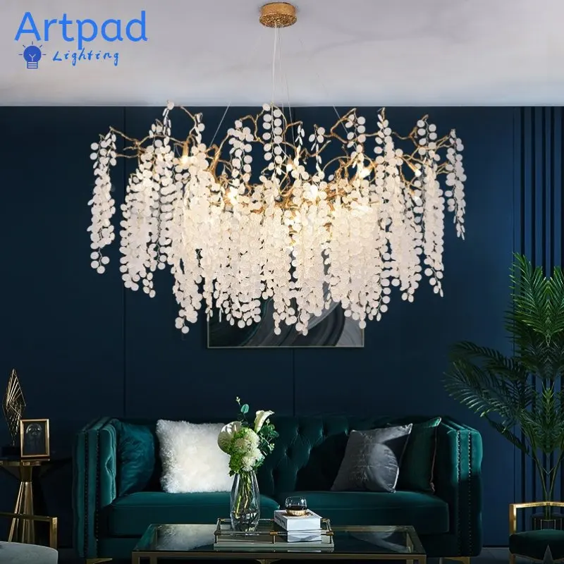 

Nordic Gold Lustre Chandeliers LED Crystal Large Lighting Indoor Pendant Lamp G9 Bulb for Dining Room Decoration Island Light